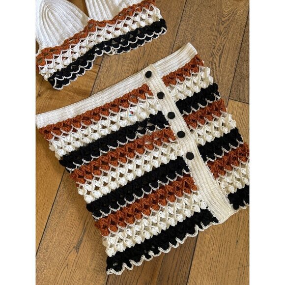 My Beachy Side Finch Hand Crocheted Matching Set Chocolate Womens Size Large - Picture 6 of 10